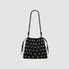 Sandro Studded Net Mesh Bag In Black