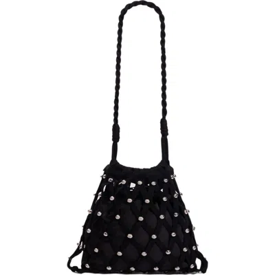 Sandro Studded Net Mesh Bag In Black