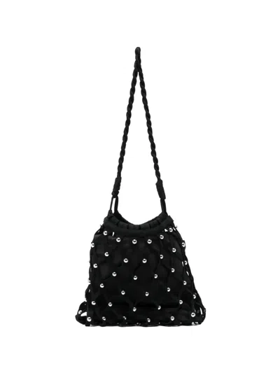 Sandro Studded Shoulder Bag In Black