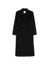 Sandro Stud-embellished Double-breasted Coat In Black