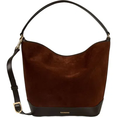 Sandro Suede And Leather Bag Tangoso In Brown