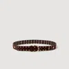 Sandro Suede Belt With Rivets In Neutral