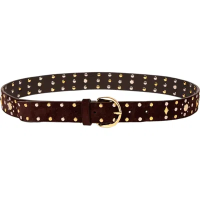 Sandro Suede Belt With Rivets In Red