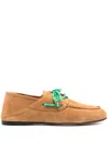 Sandro Womens Naturels Contrast-lace Suede Boat Shoes In Brown