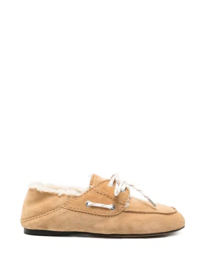 Sandro Suede Boat Shoes In Neutral