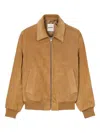 Sandro Thomas Suede Leather Jacket In Brown