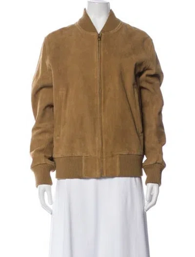 Pre-owned Sandro Suede Bomber Jacket In Neutral