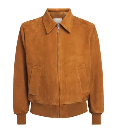 Sandro Suede Bomber Jacket In Red