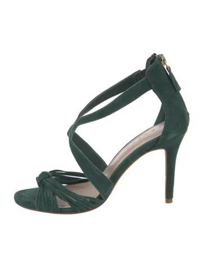 Pre-owned Sandro Suede Braided Accents Pumps In Green