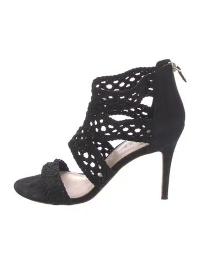 Pre-owned Sandro Suede Braided Accents Sandals In Black