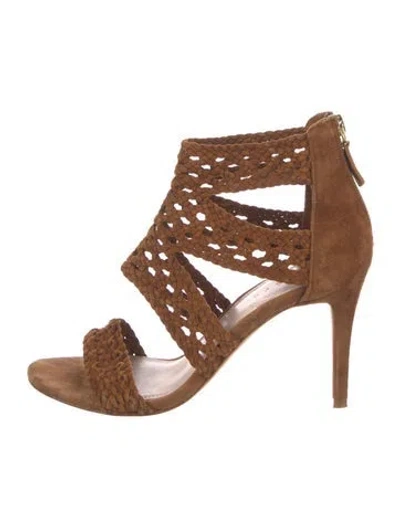 Pre-owned Sandro Suede Braided Accents Sandals In Brown