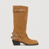 Sandro Leather Buckle Boots In Brown