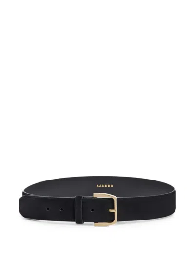 Sandro Suede Buckle-fastening Belt In Black