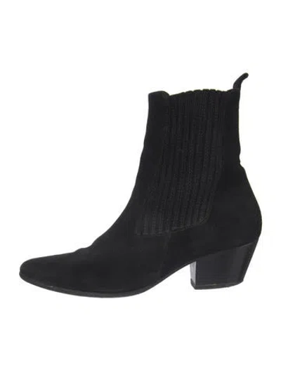 Pre-owned Sandro Suede Chelsea Boots In Black