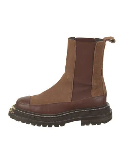 Pre-owned Sandro Suede Chelsea Boots In Brown