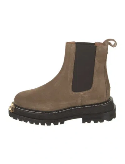 Pre-owned Sandro Suede Chelsea Boots In Neutral
