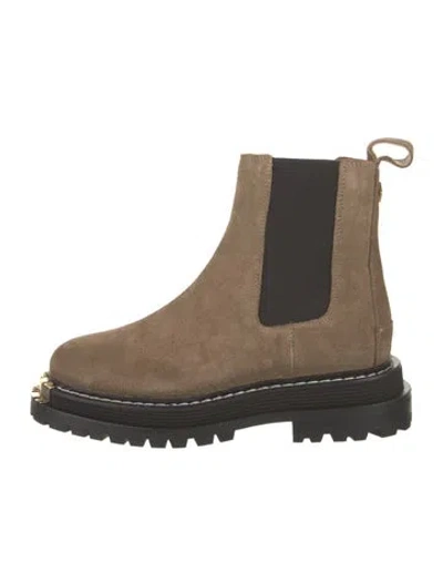 Pre-owned Sandro Suede Chelsea Boots W/ Tags In Neutral