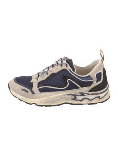 Pre-owned Sandro Suede Colorblock Pattern Sneakers In Neutral