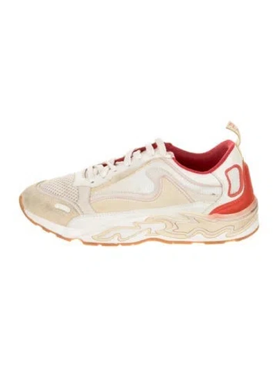 Pre-owned Sandro Suede Colorblock Pattern Sneakers In Neutral
