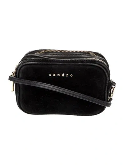 Pre-owned Sandro Suede Crossbody Bag In Black