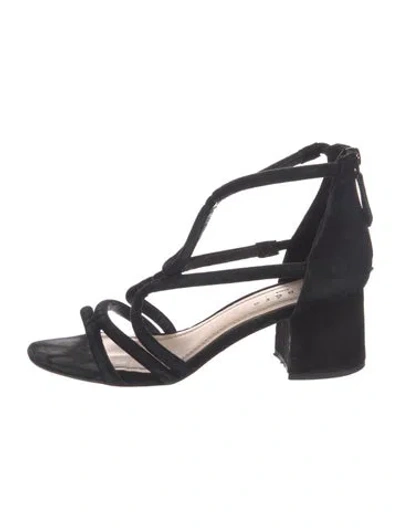 Pre-owned Sandro Suede Gladiator Sandals In Black