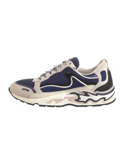 Pre-owned Sandro Suede Graphic Print Sneakers In Blue