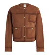 Sandro Suede Jacket In Beige