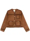 Sandro Josh Lambskin Leather Jacket In Brown