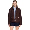 Sandro Buttoned Pocket Leather Jacket In Brown