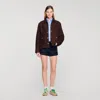 Sandro Buttoned Pocket Leather Jacket In Multi
