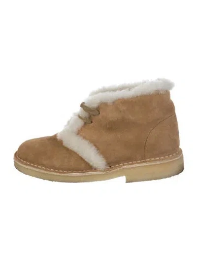 Pre-owned Sandro Suede Lace-up Boots In Neutral