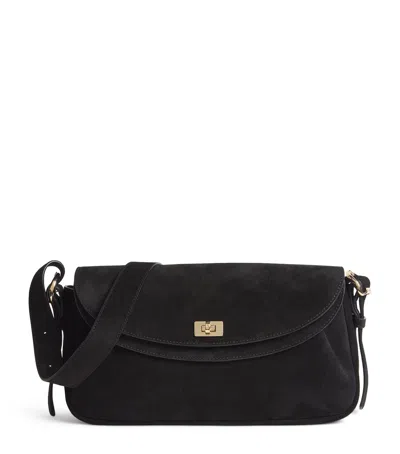 Sandro Suede Le Mambo Shoulder Bag In Black
