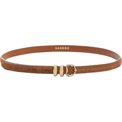 Sandro Suede Leather Belt In Brown