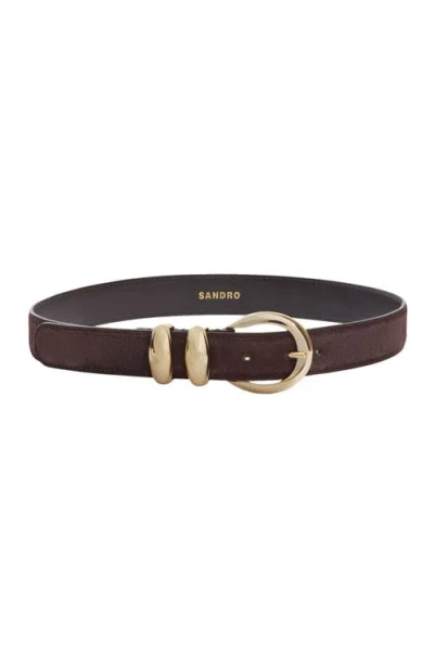 Sandro Suede Leather Belt In Red