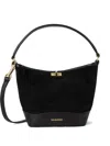 Sandro Suede Leather Bucket Bag In Black