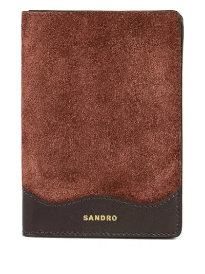 Sandro Portemonnaie Aus Wildleder In Brown