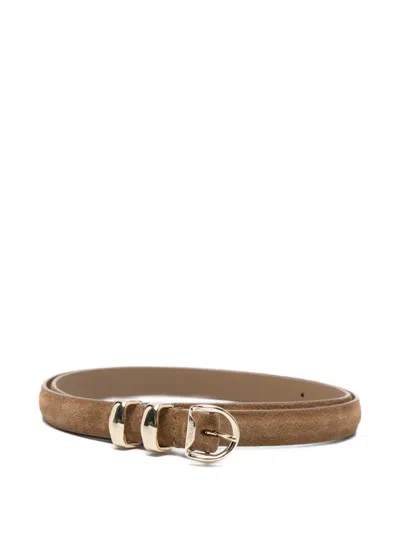Sandro Suede Metal-loop Belt In Brown