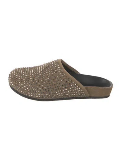 Pre-owned Sandro Suede Mules In Neutral