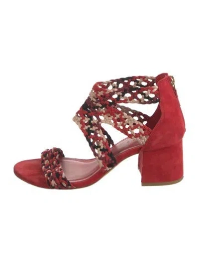 Pre-owned Sandro Suede Patterned Sandals In Black/red