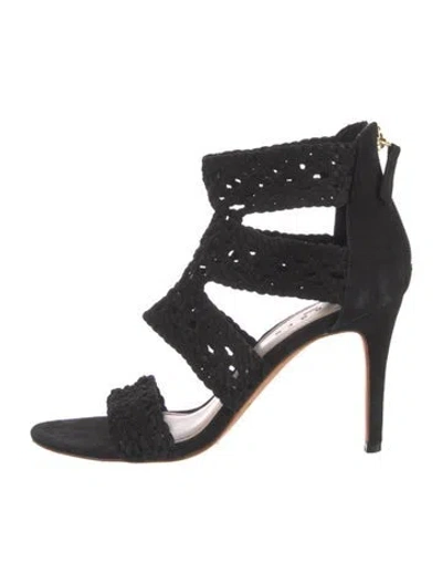 Pre-owned Sandro Suede Sandals In Black
