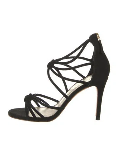 Pre-owned Sandro Suede Sandals In Black