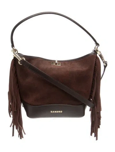 Pre-owned Sandro Suede Shoulder Bag In Brown