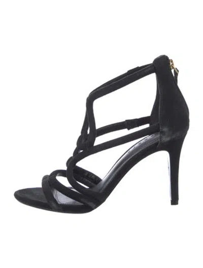 Pre-owned Sandro Suede Slingback Sandals In Black