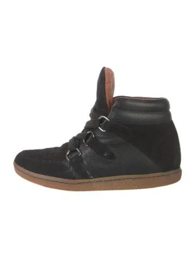 Pre-owned Sandro Suede Sneakers In Black