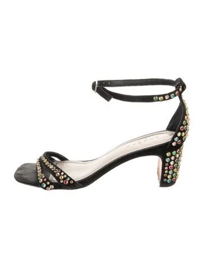 Pre-owned Sandro Suede Studded Accents Sandals In Black