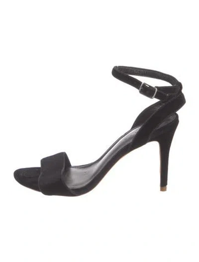 Pre-owned Sandro Suede Studded Accents Sandals In Black