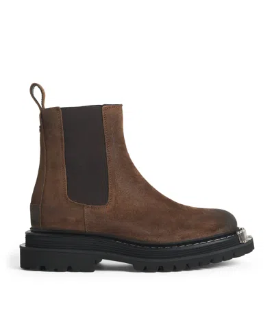 SANDRO SUEDE TOE-BAR CHELSEA BOOTS
