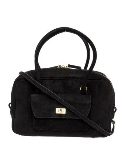 Pre-owned Sandro Suede Top Handle Bag In Black