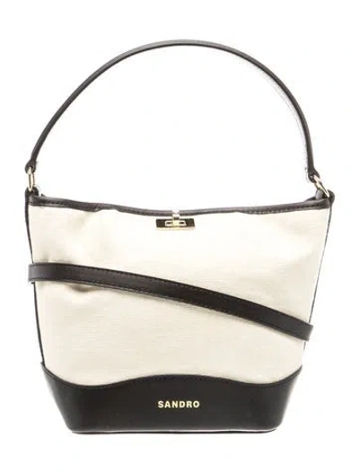 Pre-owned Sandro Suede Top Handle Bag In Neutrals