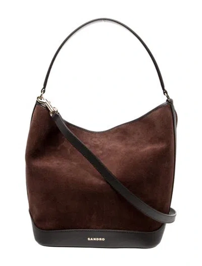 Pre-owned Sandro Suede Top Handle Bag W/ Tags In Brown